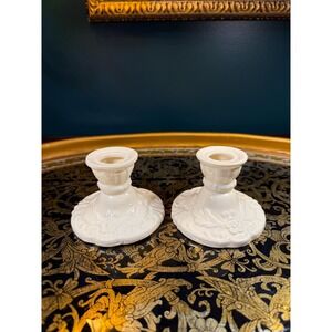 Vintage Noritake Floral Candlestick Holders: Hand Painted Ivory Porcelain, Japan